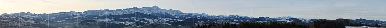 P017444a: Alpenpanorama Alpstein mit Säntis von Norden (St.Gallen)