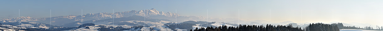 P017515a: Panorama Bergkette des Alpsteins mit Säntis von Norden (St.Gallen) ENTWURF