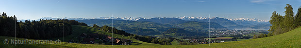 P017695: Panoramafoto Zentralalpen und Zugersee vom Albis