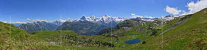 P018067a: Panorama Grüne Berglandschaft mit Eiger, Mönch und Jungfrau