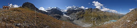 P018607: 360° Panoramafoto Turtmanngletscher und Turtmannhütte (Stand 9.2016)