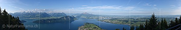 P019849: Panoramafoto Vierwaldstättersee, Pilatus und Luzern von Rigi Chänzeli
