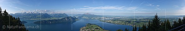 P019849b: Panoramafoto Vierwaldstättersee, Pilatus und Luzern von Rigi Chänzeli