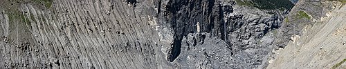 P020458: Panoramafoto Strukturen in Moräne und Bergsturz am Eiger