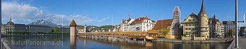 P021227b: Gigapixel Panoramabild Luzern, Pilatus, Kapellbrücke und Wasserturm