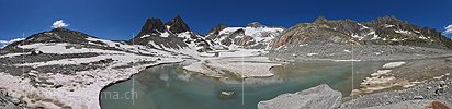 P021727: Panoramafoto Wasserlauf auf Schwemmebene am Tiefengletscher (Stand 13.7.2018)
