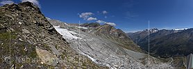 P021851: Panorama photo tongue of the Allalin glacier (Date: 7.2018)