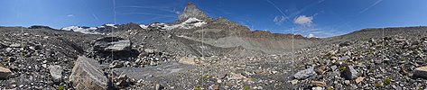 P021994: 360° Panoramafoto Trichter am Rand des Furggletschers (Stand 8.2018)