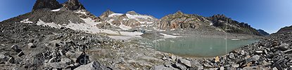 P023344: Panoramafoto Proglazialer See vor dem Tiefengletscher (Stand 8.2019)