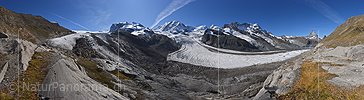 P023716: Panoramafoto Monte Rosa, Gornergletscher und Grenzgletscher