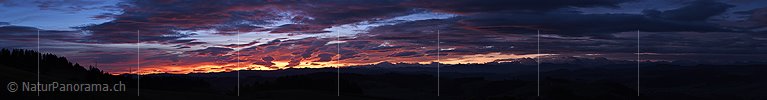 P025491: Panorama photo Morning sky with glowing foehn clouds
